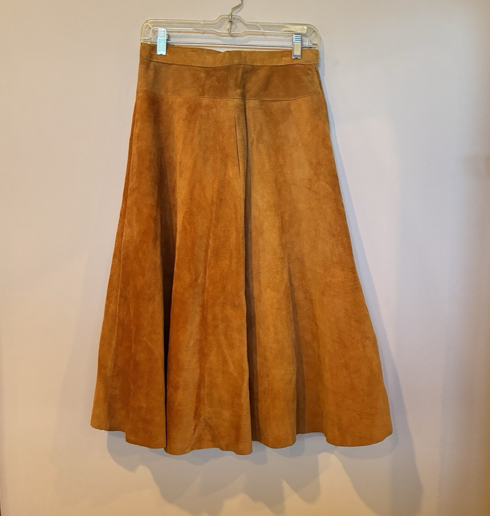 Vintage Anne Klein Cognac Suede Full Skirt Size 8